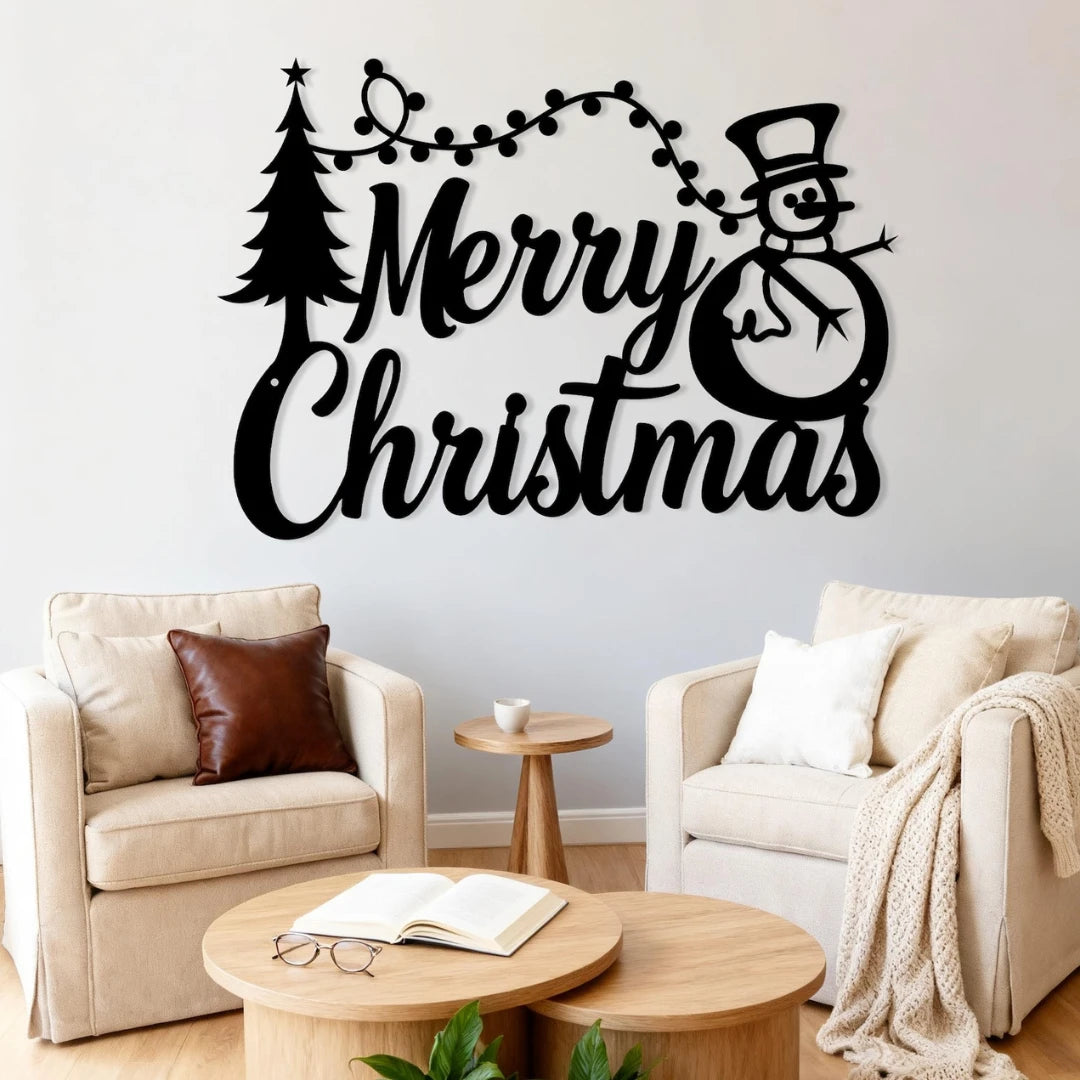 ArcDew "Merry Christmas" Snowman & Tree Acrylic Wall Decor | Festive Holiday Art