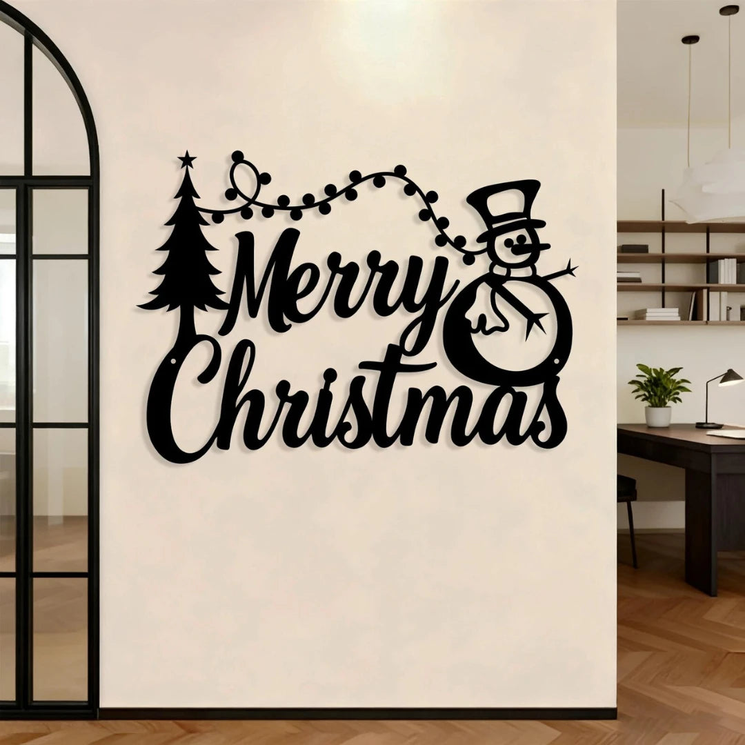 ArcDew "Merry Christmas" Snowman & Tree Acrylic Wall Decor | Festive Holiday Art