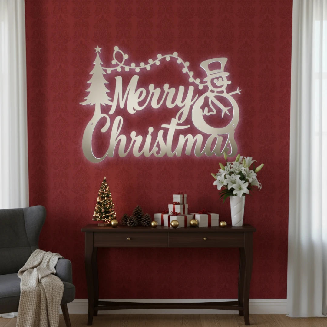 ArcDew "Merry Christmas" Snowman & Tree Acrylic Wall Decor | Festive Holiday Art