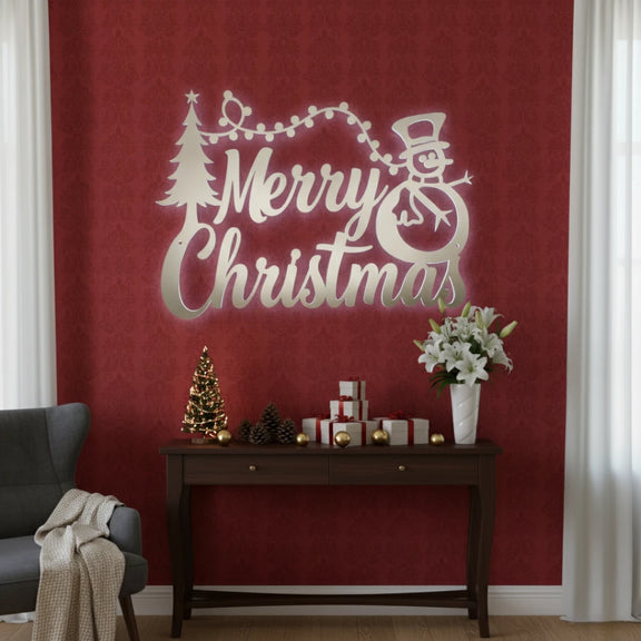 ArcDew "Merry Christmas" Snowman & Tree Acrylic Wall Decor | Festive Holiday Art