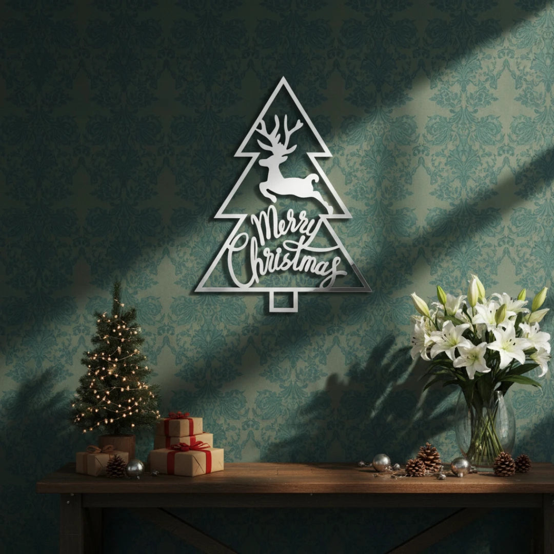 ArcDew_Merry_Christmas_Tree_Reindeer_Acrylic_Wall_Art_Festive_Home_Decor