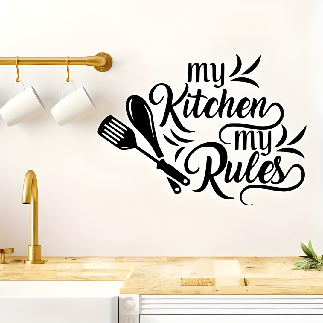 ArcDew "My Kitchen My Rules" Acrylic Wall Decal - Fun Kitchen & Dining Decor for UAE Homes & Restaurants.