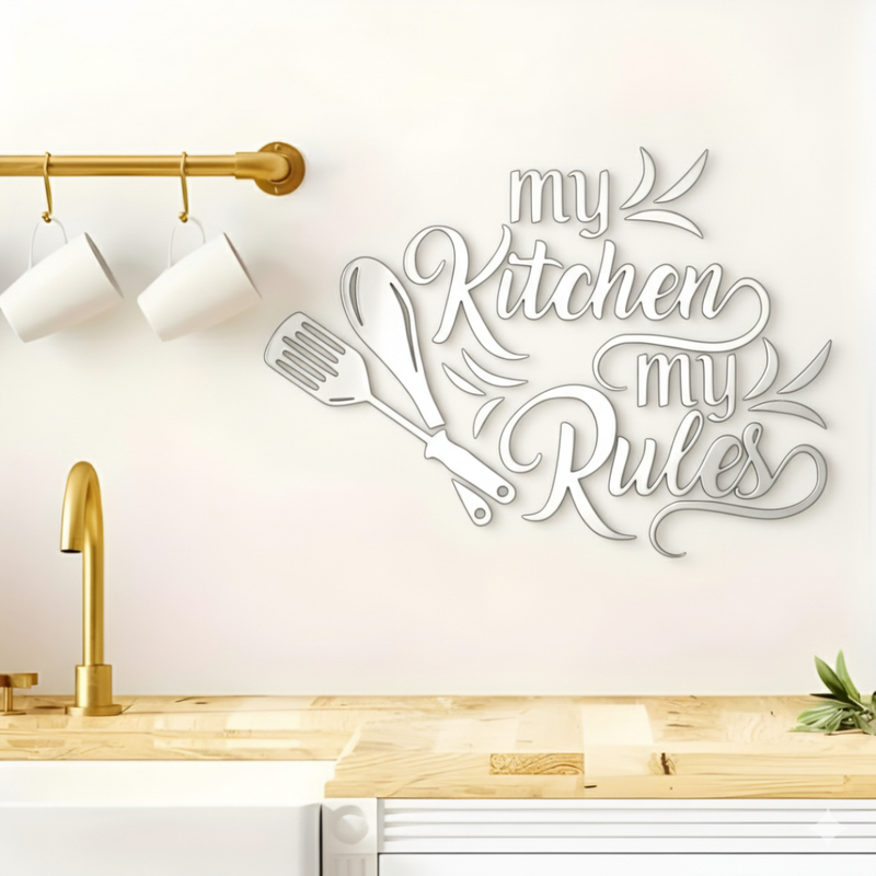 ArcDew "My Kitchen My Rules" Acrylic Wall Decal - Fun Kitchen & Dining Decor for UAE Homes & Restaurants