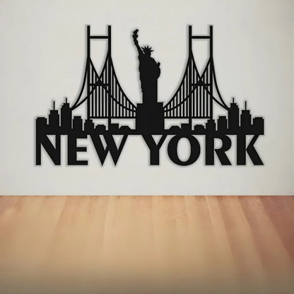 New York Bridge Skyline Black 1