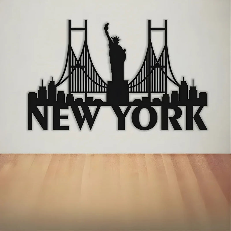 New York Bridge Skyline Black 1
