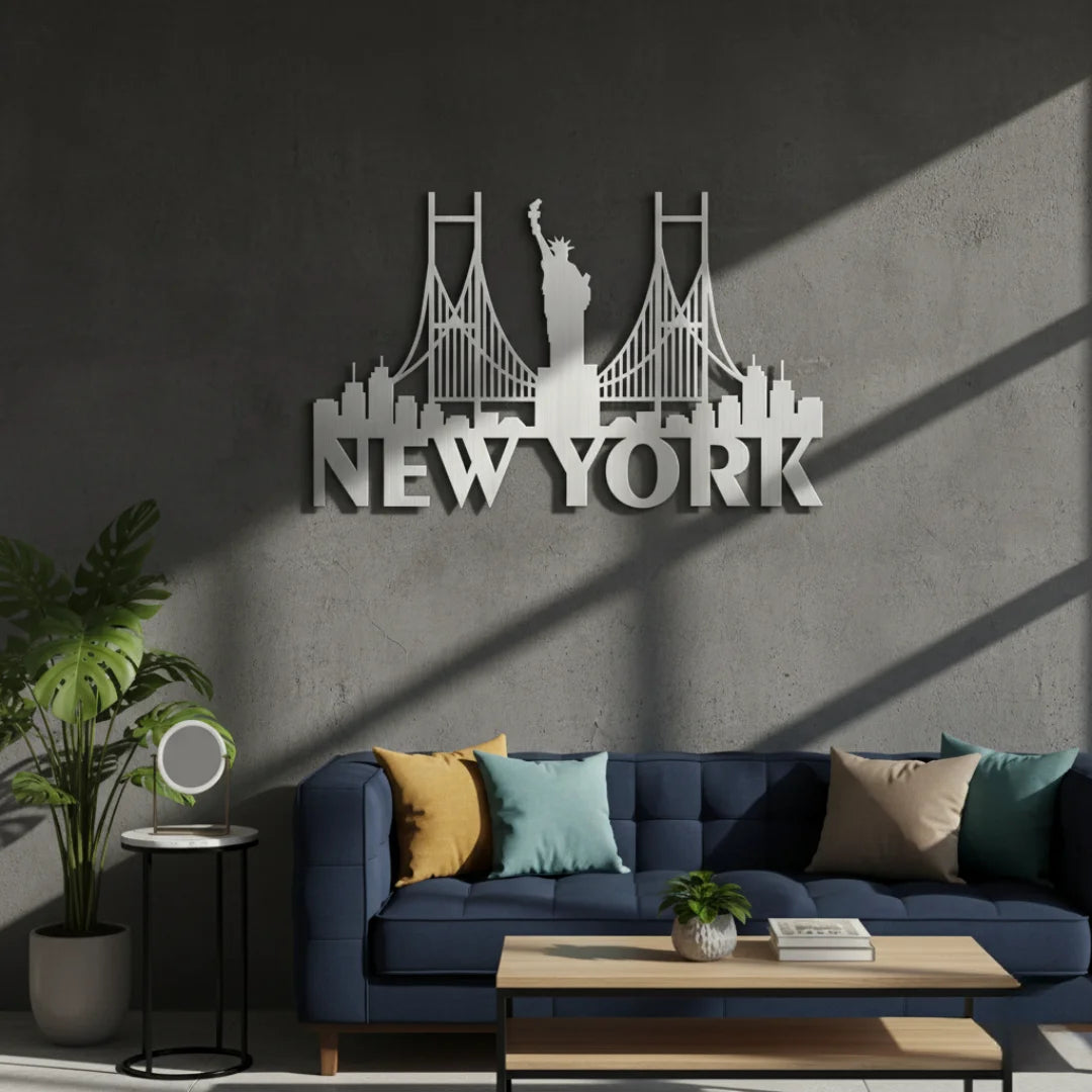 New York Bridge Skyline Silver