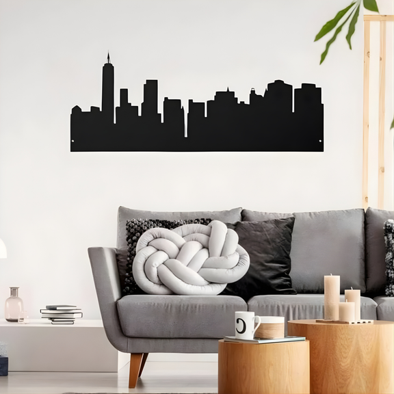 ArcDew New York Skyline Acrylic Wall Art – Modern City Décor - arcdew.com - ArcDew special branded acrylic wall art of New York City skyline in black silhouette.