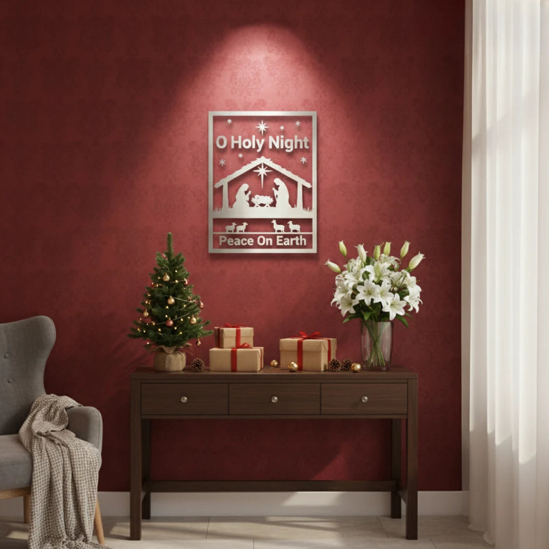 ArcDew_O_Holy_Night_Nativity_Scene_Acrylic_Wall_Art_Spiritual_Christmas_Decor