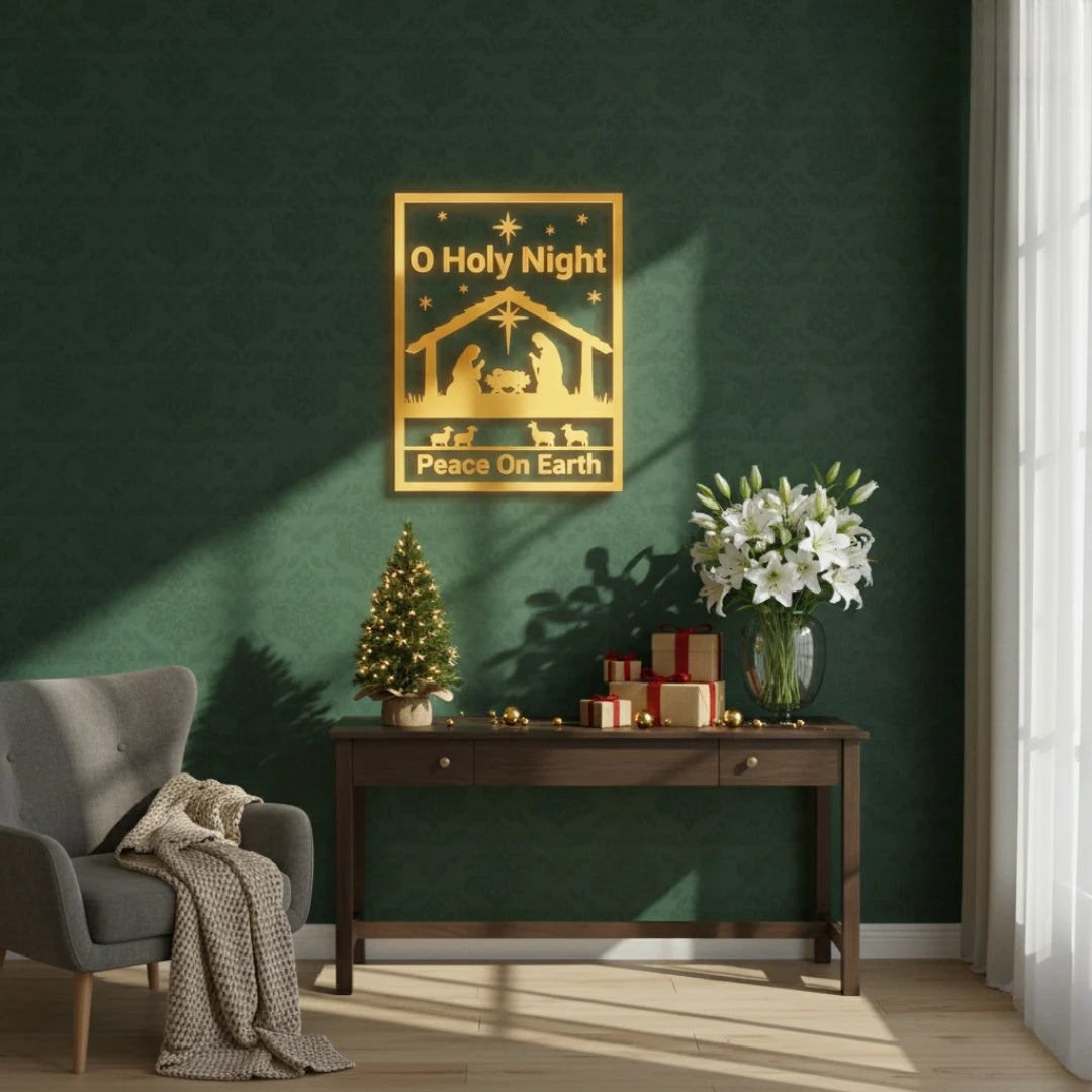 ArcDew_O_Holy_Night_Nativity_Scene_Acrylic_Wall_Art_Spiritual_Christmas_Decor