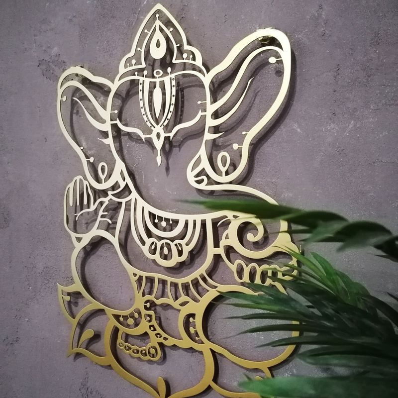 ArcDew Om Ganesha (Ganpati) Calligraphy Acrylic Wall Art Gold