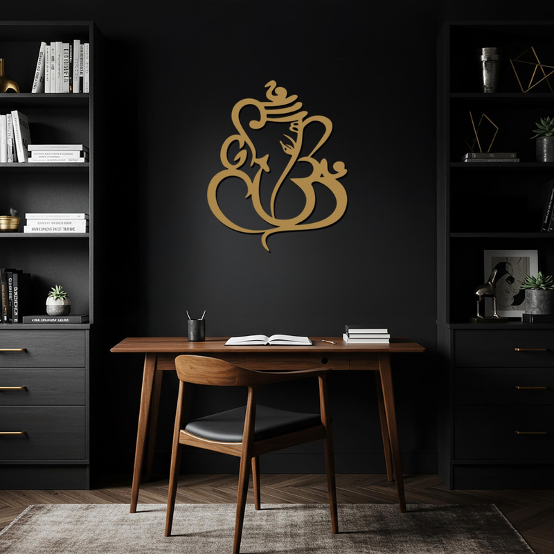 ArcDew Om Ganesha (Ganpati) Calligraphy Acrylic Wall Art gold