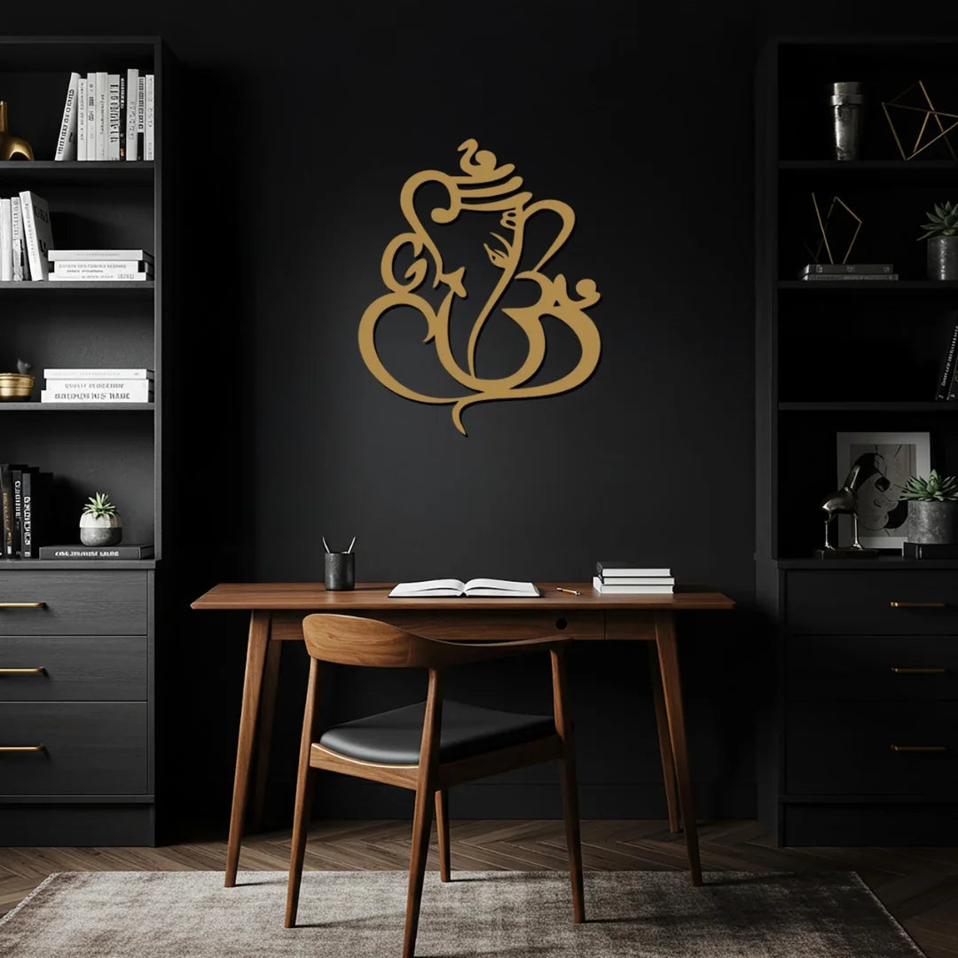 Om Ganesha (Ganpati) Calligraphy Gold