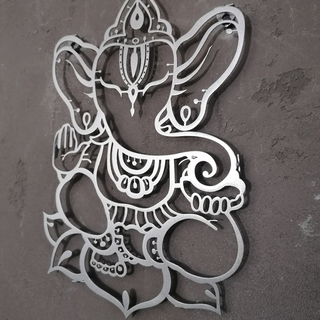 ArcDew Om Ganesha (Ganpati) Calligraphy Acrylic Wall Art silver.