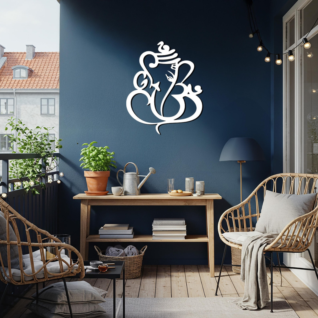 ArcDew Om Ganesha (Ganpati) Calligraphy Acrylic Wall Art silver