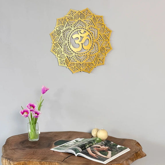 Om Mandala Acrylic Wall Art Gold