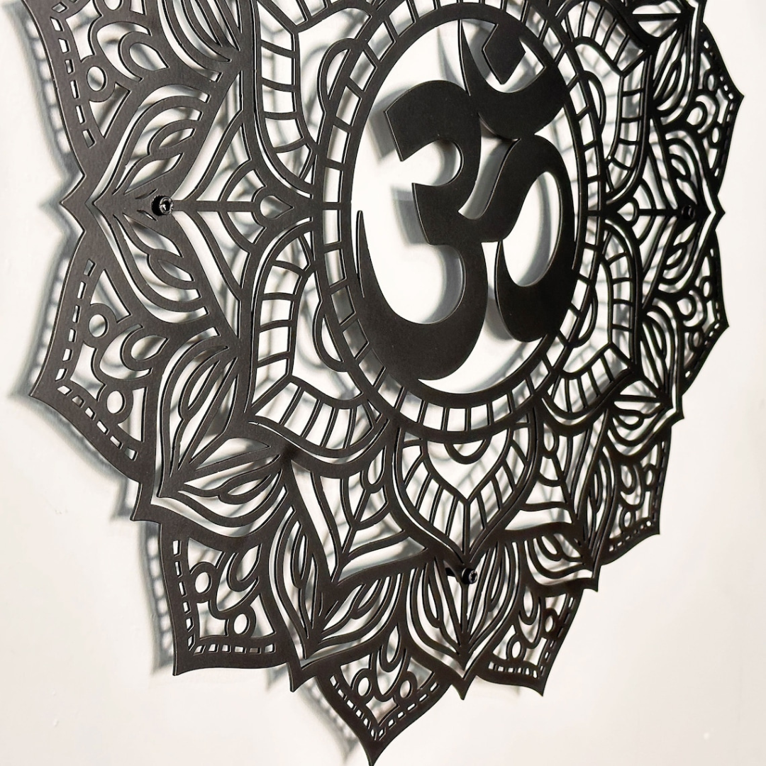 ArcDew Om Mandala Acrylic Wall Art Black.