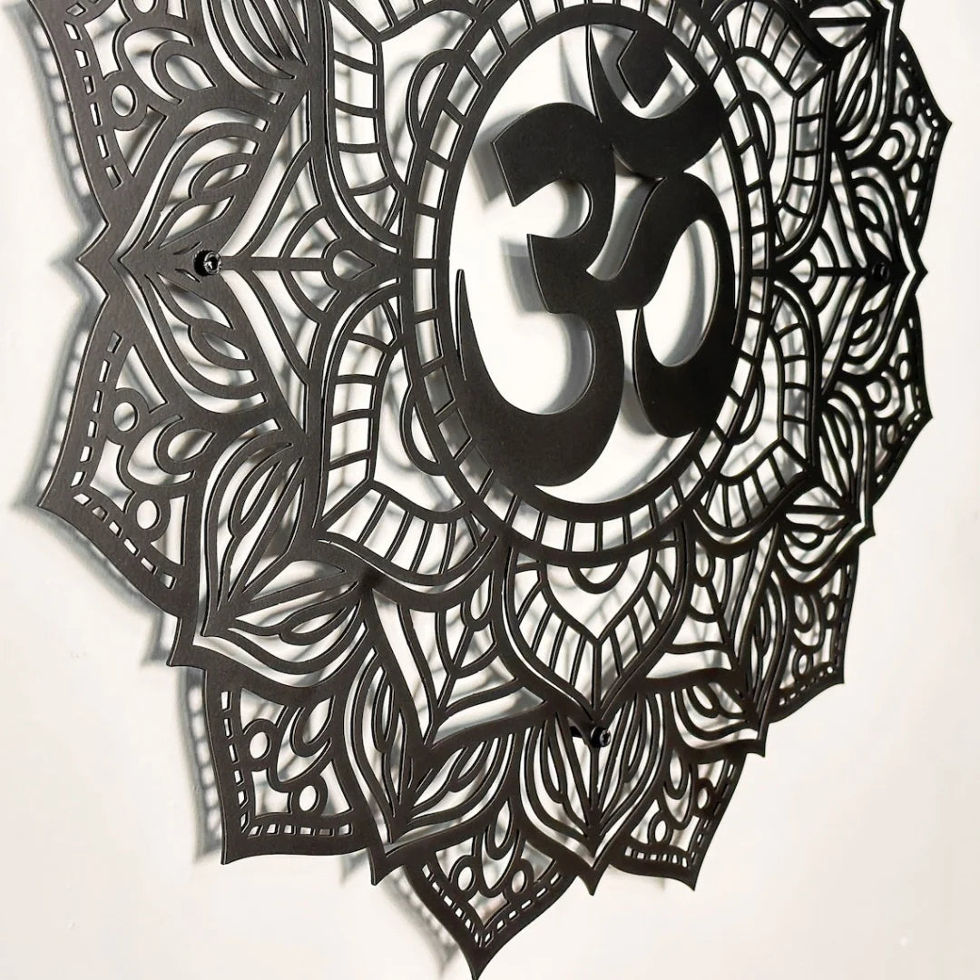 Om Mandala Acrylic Wall Art Black