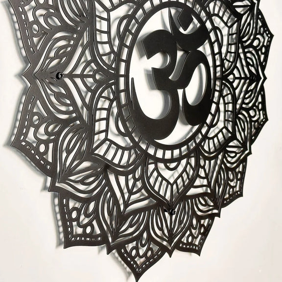 Om Mandala Acrylic Wall Art Black