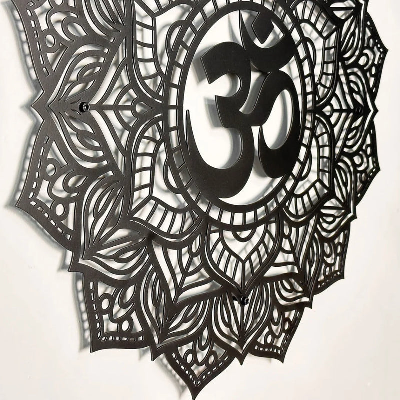 Om Mandala Acrylic Wall Art Black