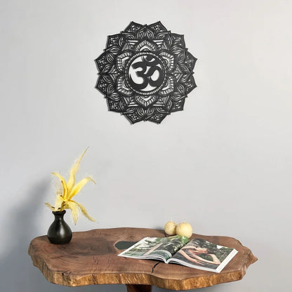 Om Mandala Acrylic Wall Art Black 2