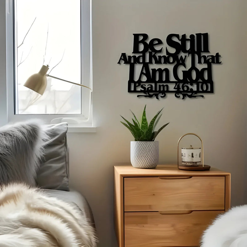 Psalm 46:10 Wall Art black