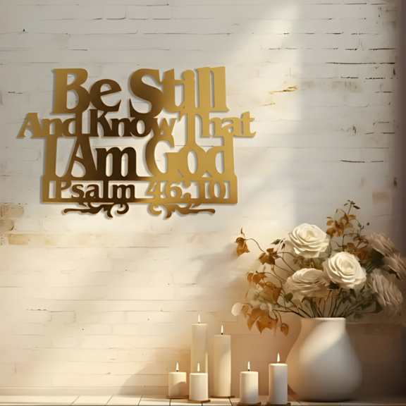 ArcDew Psalm 46:10 Wall Art – Be Still and Know That I Am God | Christmas Gift UAE - arcdew.com - 10 scripture in stylish layered text design.