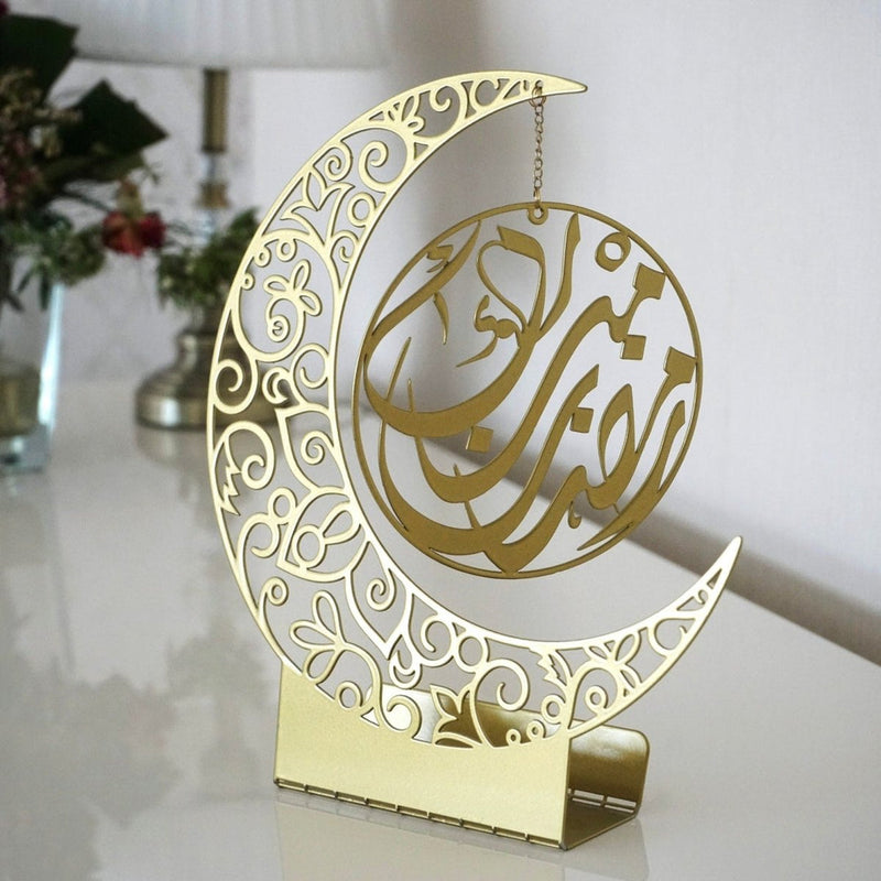 ArcDew Ramadan Kareem Acrylic Crescent Decor | Elegant Black Moon Ramadan & Eid Decoration Gold...