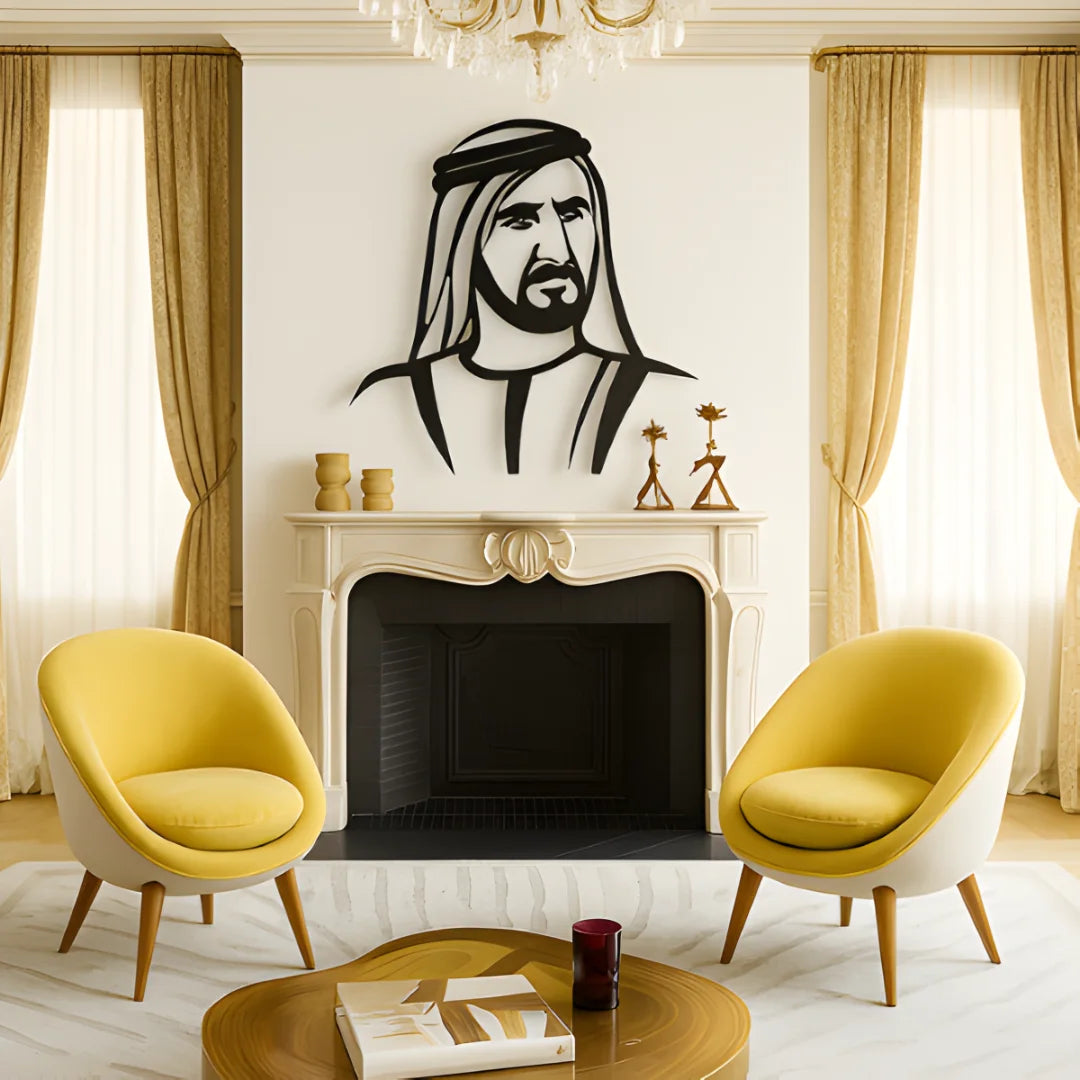 Sheikh Mohammed bin Rashid Acrylic Portrait Black