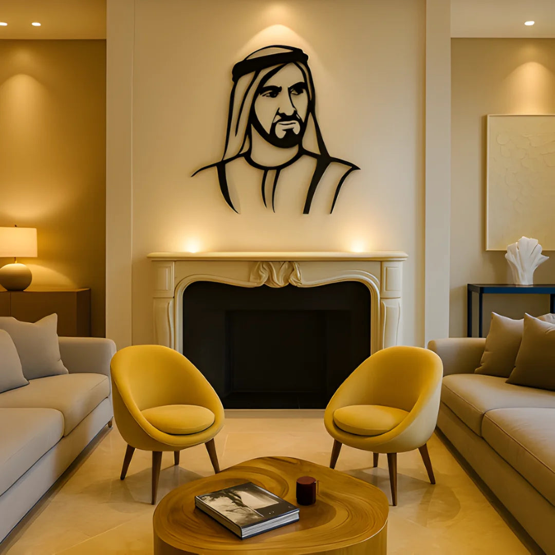 Sheikh Mohammed bin Rashid Acrylic Portrait Black 1