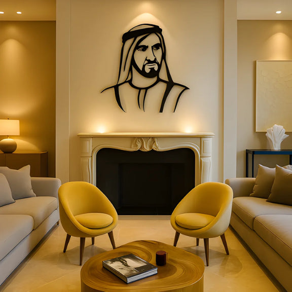 Sheikh Mohammed bin Rashid Acrylic Portrait Black 1