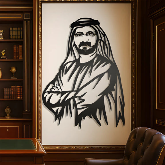 Rashid Al Maktoum Acrylic Portrait black 1