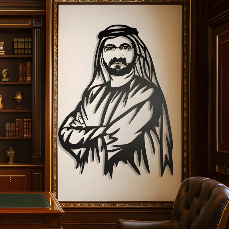 Rashid Al Maktoum Acrylic Portrait black 1