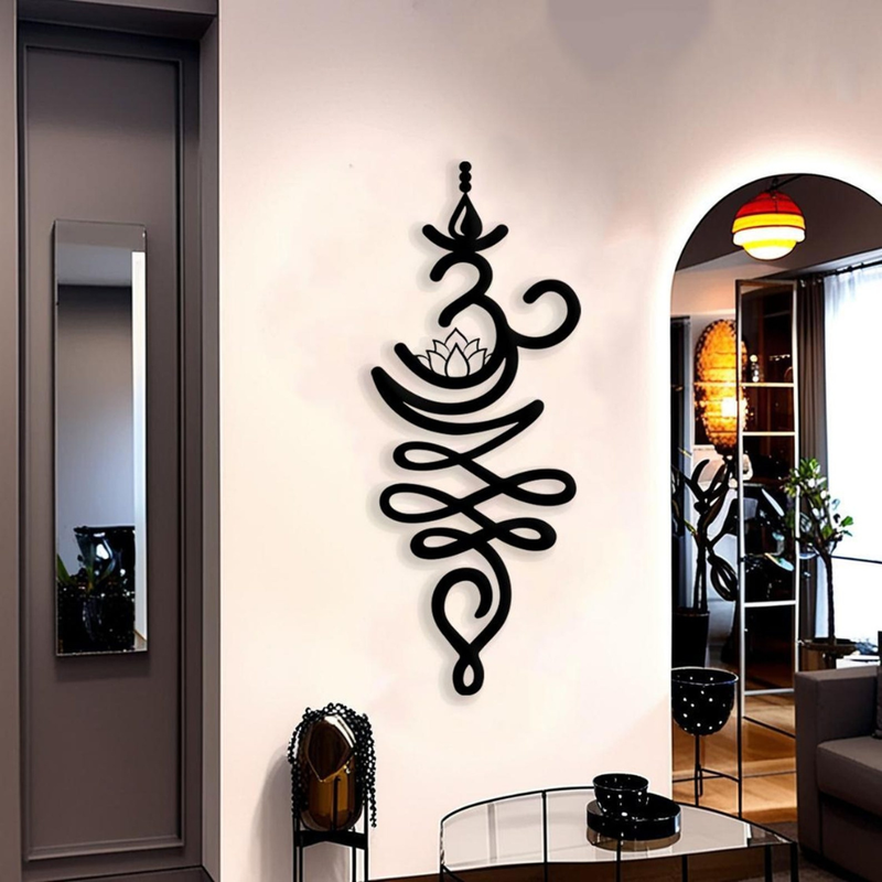 ArcDew Spiritual Unalome & Lotus Premium Acrylic Wall Art silver