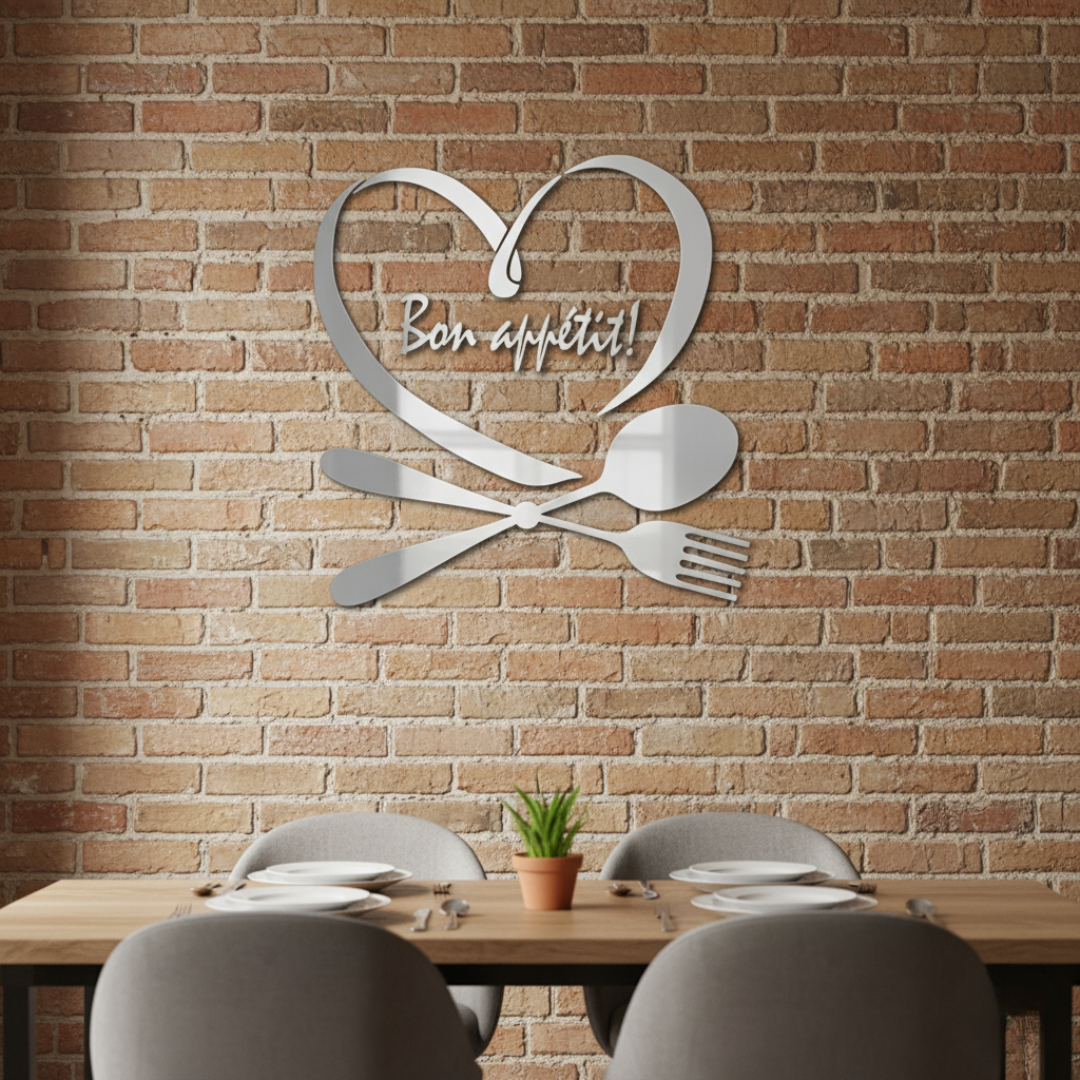 ArcDew Spoon & Fork with Heart Acrylic Wall Decal | Beautiful Kitchen Decor for UAE Homes & Restaurants