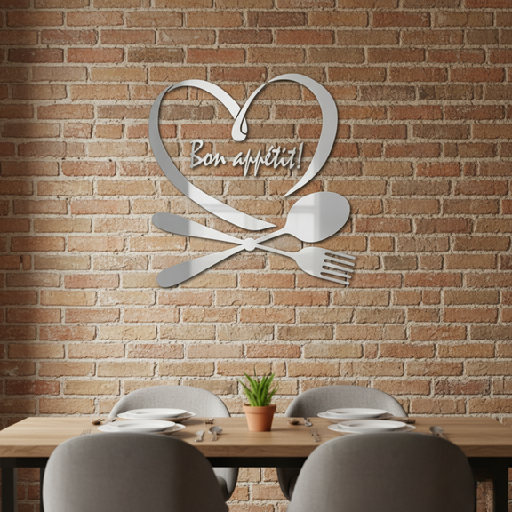 ArcDew Spoon & Fork with Heart Acrylic Wall Decal | Beautiful Kitchen Decor for UAE Homes & Restaurants
