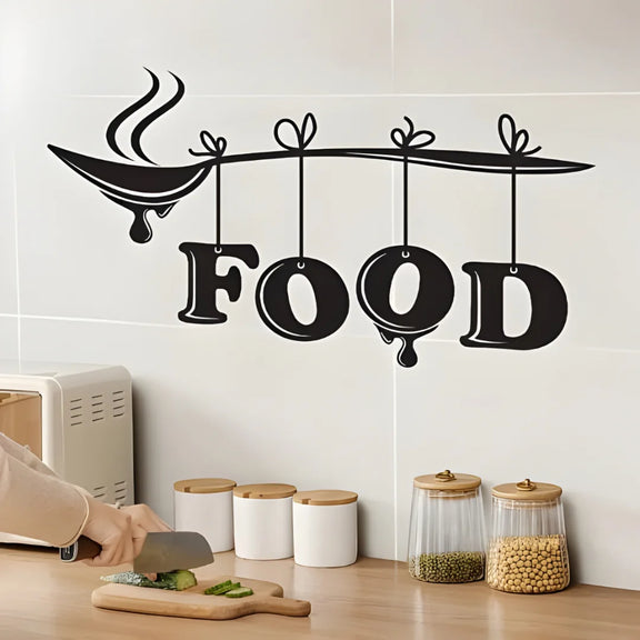 Spoon With Food Acrylic Wall Decal Black 1