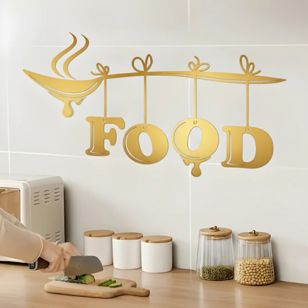 Spoon With Food Acrylic Wall Decal gold 1