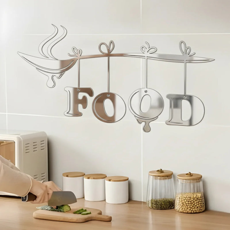 Spoon With Food Acrylic Wall Decal Silver