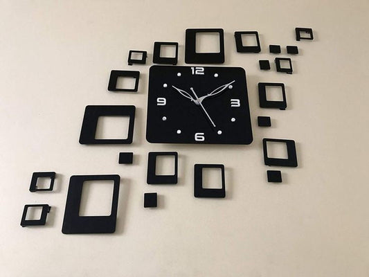 ArcDew Squares Design Acrylic Wall Clock | Geometric Modern Wall Art Timepiece for UAE Homes & Offices