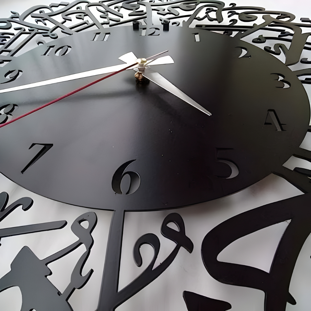 ArcDew Surah Ikhlas Acrylic Wall Clock | Islamic Calligraphy Timepiece for Spiritual Home & Office Décor UAE Black.