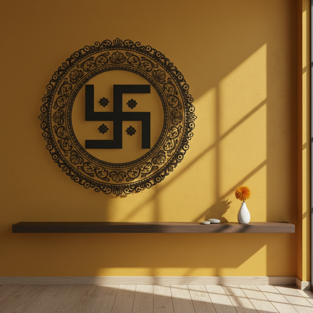 ArcDew Swastika Framed Acrylic Wall Art - Auspicious Symbol of Fortune