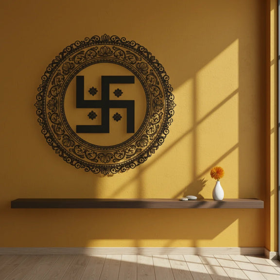 Swastika Framed Acrylic Wall Art Black