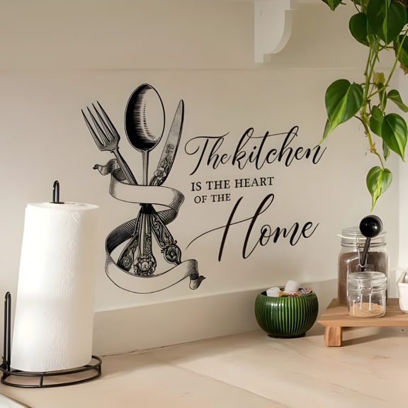ArcDew "The Kitchen Is The Heart Of The Home" Acrylic Wall Decal - Charming Decor for UAE Homes & Restaurants.