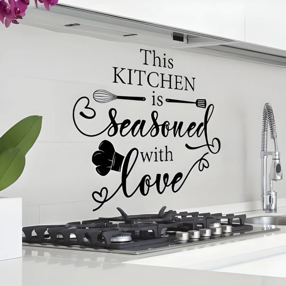 his Kitchen is Seasoned with Love Black