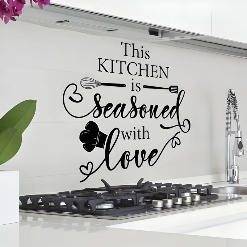 his Kitchen is Seasoned with Love Black
