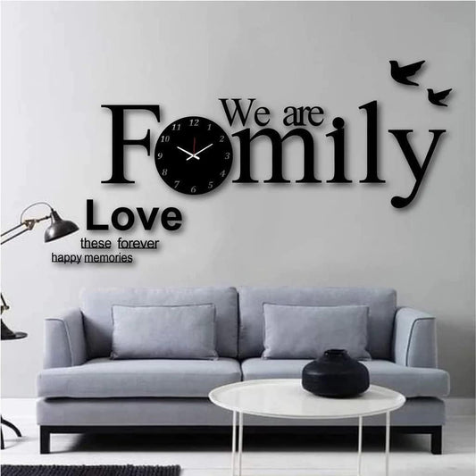ArcDew WE ARE FAMILY DIY Acrylic Wall Clock | Modern 100x60 cm Home Décor UAE