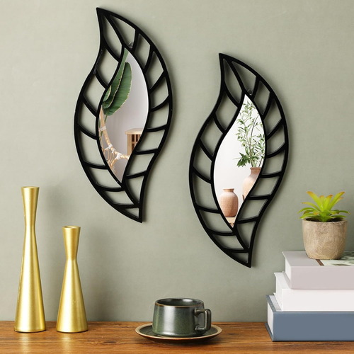 2-Pcs Leaf Mirror Wall Decor | Decorative Teardrop Mirrors