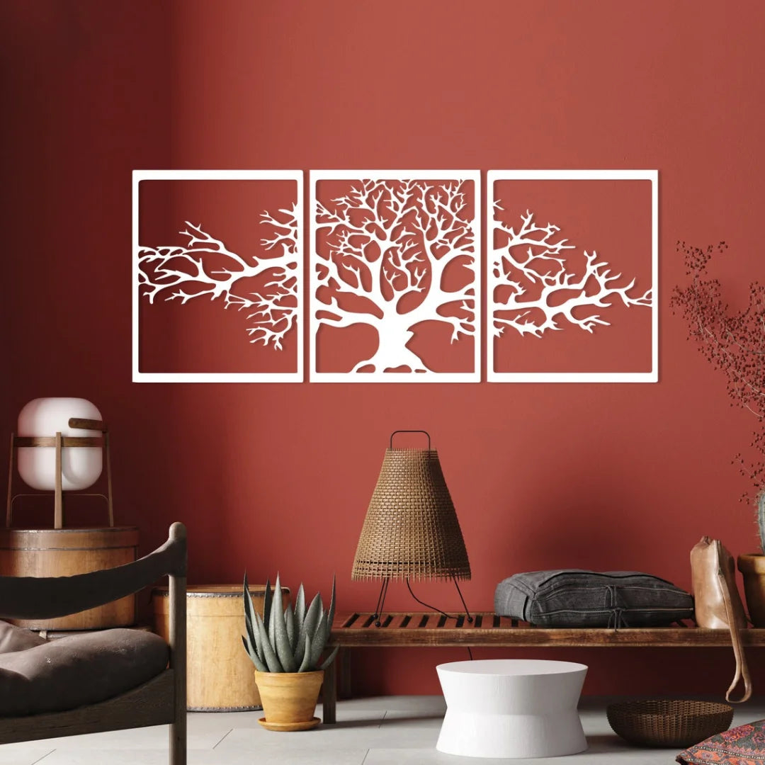 3-Piece Life Tree Wall Art Silver