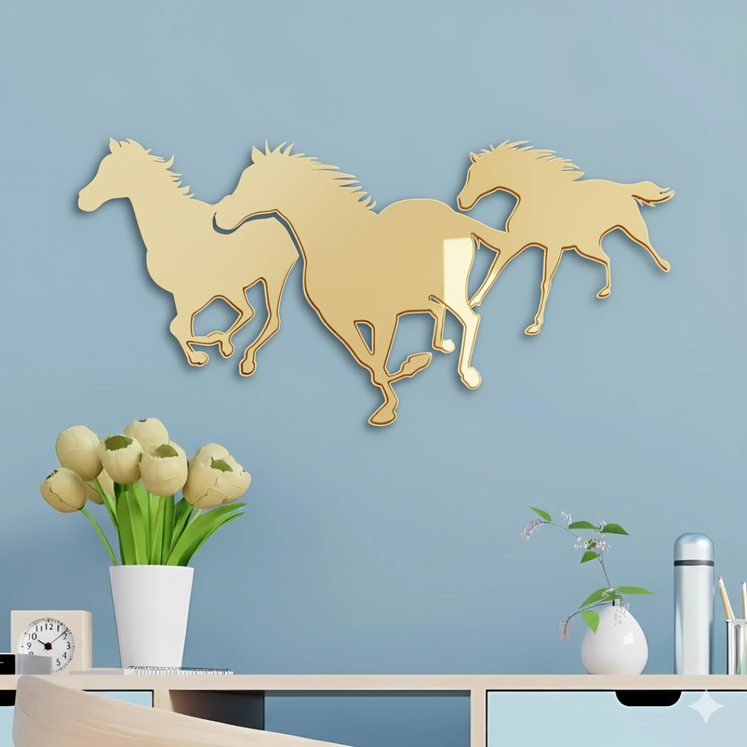 Arcdew 3D Acrylic Horse Wall Art | Wall Décor for Home & Office in UAE Gold