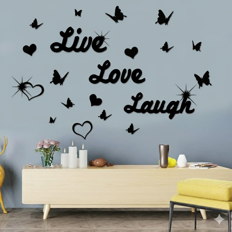 Arcdew 3D Acrylic Mirror Butterfly Stickers | Love Live Laugh Wall Decal